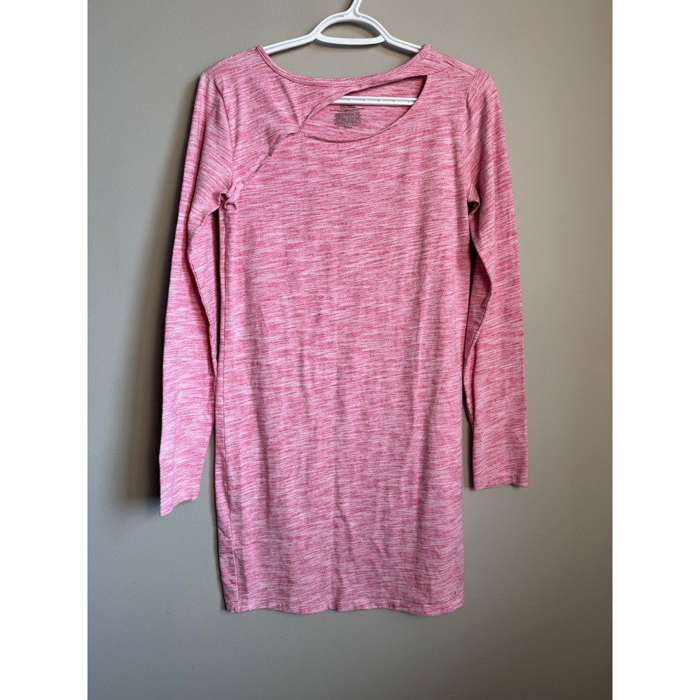 No Boundaries Girls Long Sleeve Cut‎ Out Neck Pink Space Dye Mini Dress Size L